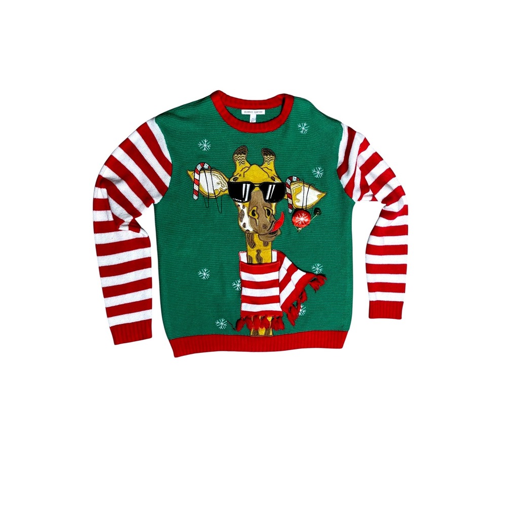 Celebrate Together Christmas Sweater Size  M Giraffe Ugly Holiday Party Pullover